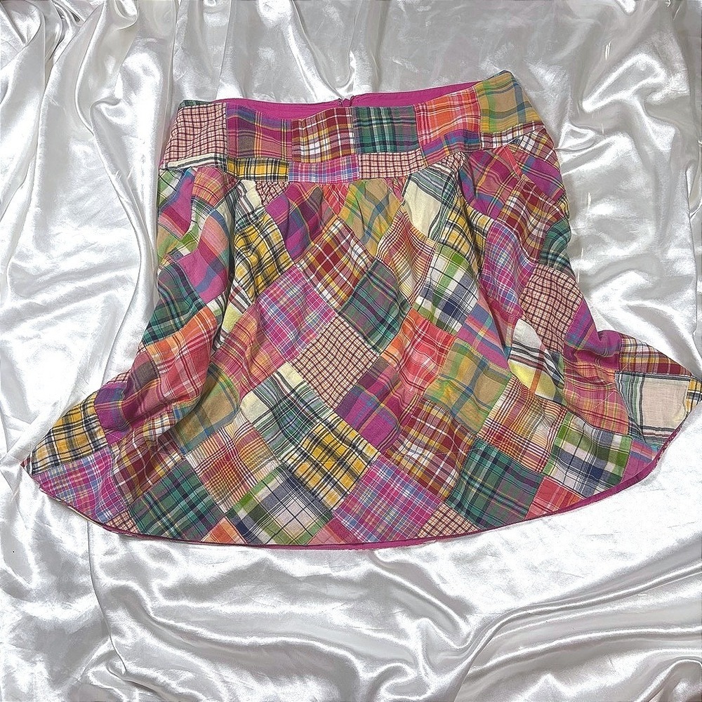y2k Skirt Multi Excellent Cabi Patchwork Plaid Madras Mini A-Line Zip Size 4